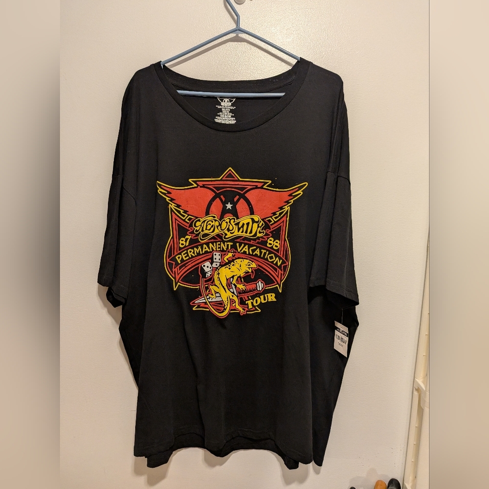 Aerosmith Black Tour Tee with Red and Yellow Graphic